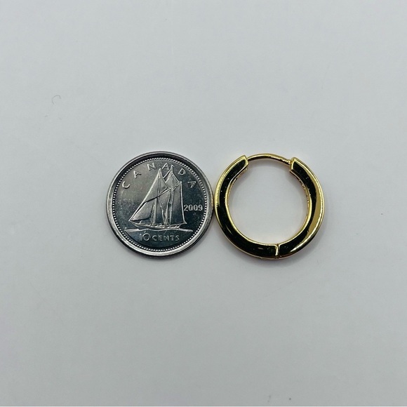 0.25 CT Natural Diamond Hoops Gold Overlay 925 Sterling Silver. - Picture 6 of 6